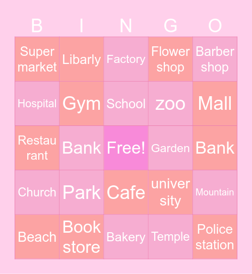 Place Bingo Card