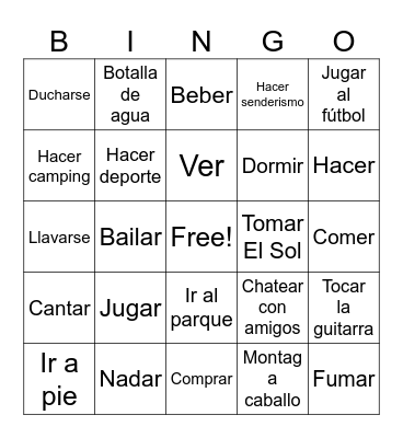 Actividades Bingo Card