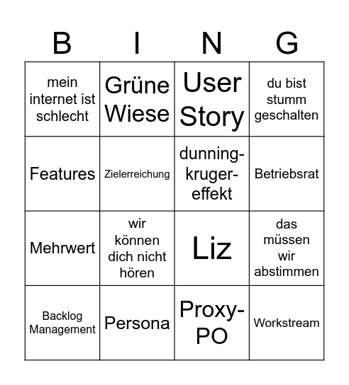 UP Meeting Bingo Card