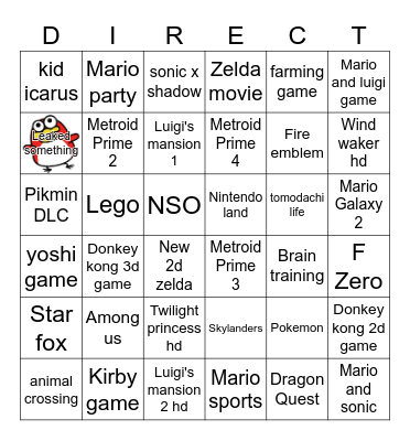 Nintendo Direct June 2024 Bingo Card