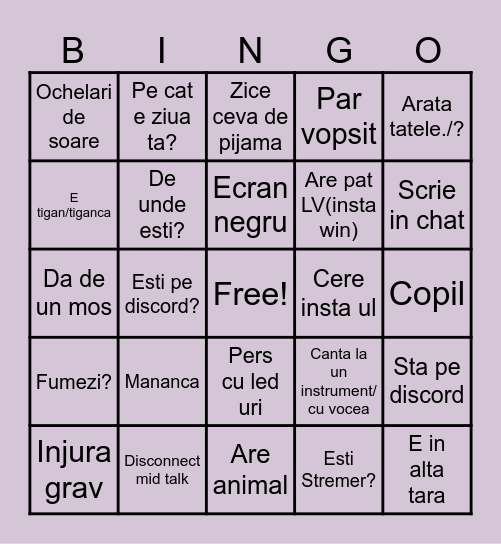 OME TV BINGO Card