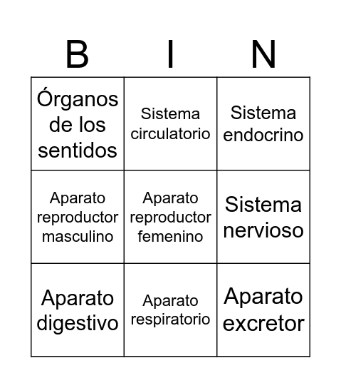 3ºESO Bingo Card