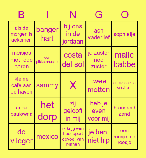 NL Muziek Bingo Card