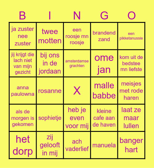 NL Muziek Bingo Card