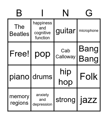Music & Cognition Bingo Card