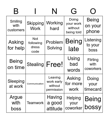 Employability Skills Bingo Card