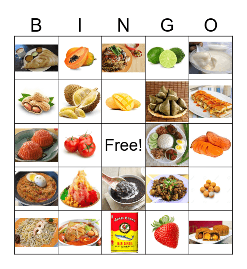 Food Bingo Card