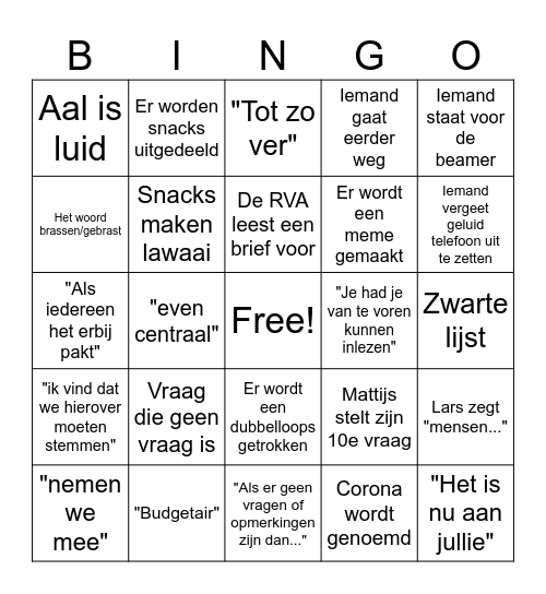 ALV Bingo Card