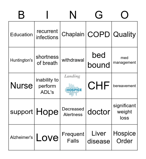 Hospice Bingo Card