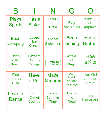 Make a Friend Bingo Card