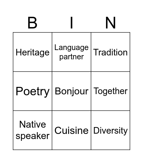 A Global Celebration of Language and Culture Bingo Card