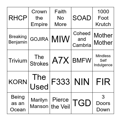 RFP25 Bingo Card