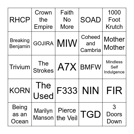 RFP25 Bingo Card