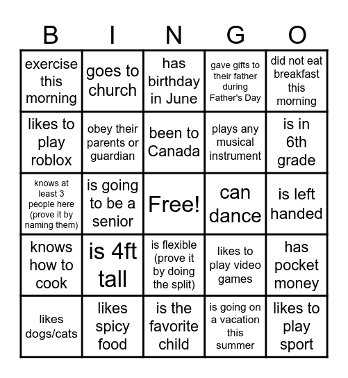 Find Someone Who.... Bingo Card