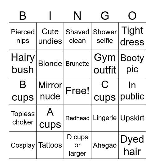 Nudes Bingo Card
