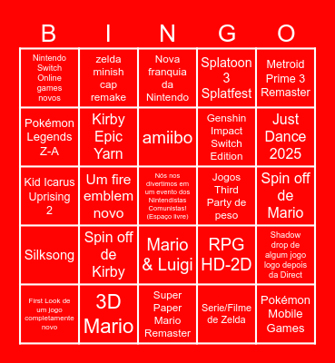 Nintendo Direct 2024 Nintendistas Comunistas Bingo Card