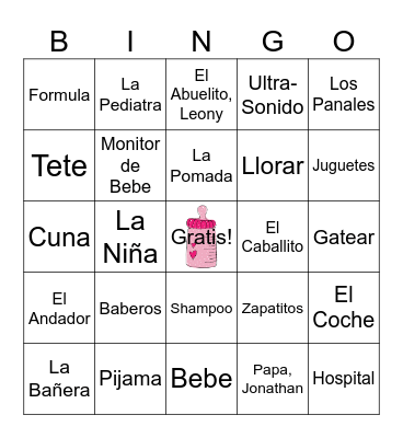 Baby Shower Bingo Card