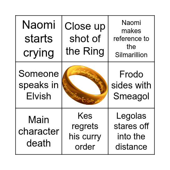 Naomi's LOTR bingo card Bingo Card