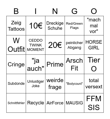 DATE BING Bingo Card