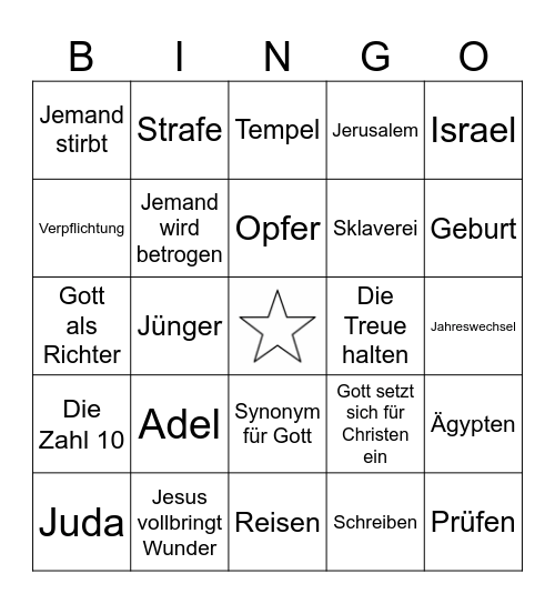 Bibel Bingo Card