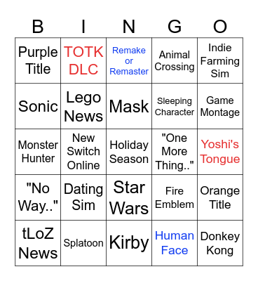 Eiph - Nintendo Direct Bingo Card