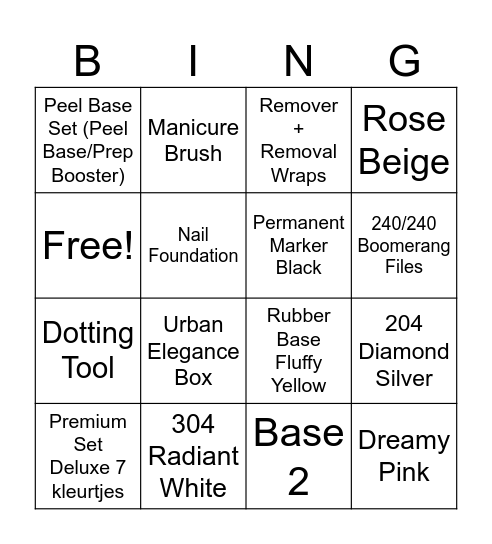 Caitlin Bingo Card