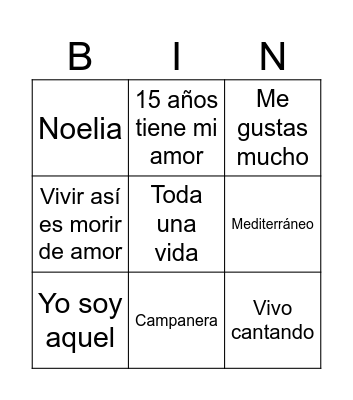 Bingo musical Bingo Card