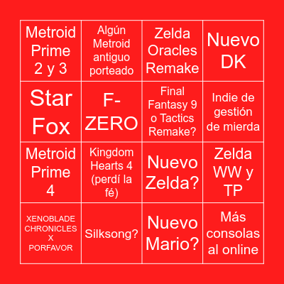 NINTENDO DIRECT 18/06/24 Bingo Card