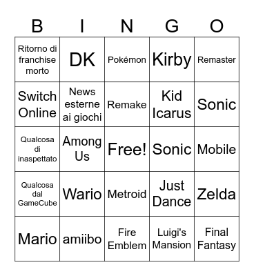 Nintendo Direct 18/06/2024 Bingo Card