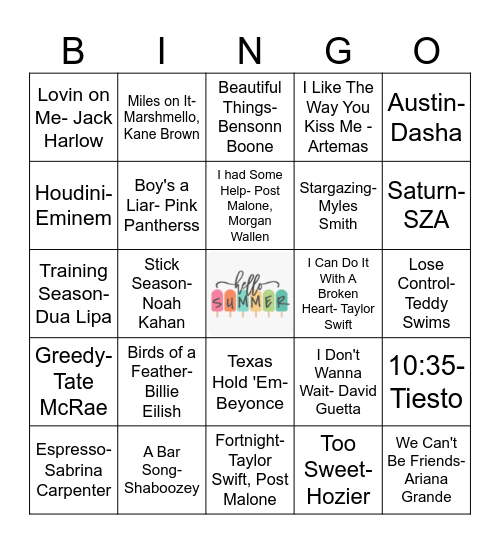 Summer Essentials 2024 (2) Bingo Card