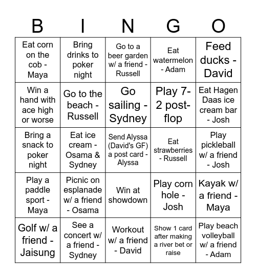 Summer Bingo Bash Bingo Card