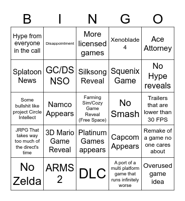 Nintendo Direct 18.06.2024 Bingo Card