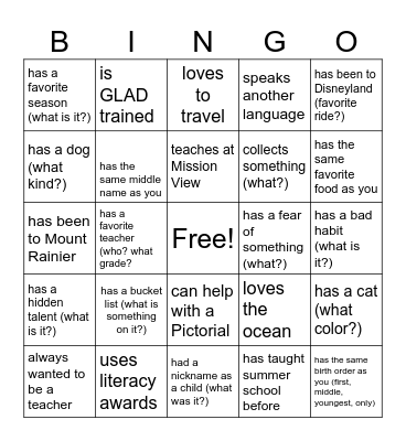 Find Someone Who... Bingo Card