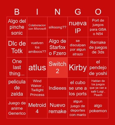 Nintendo Direct 2024 Bingo Card