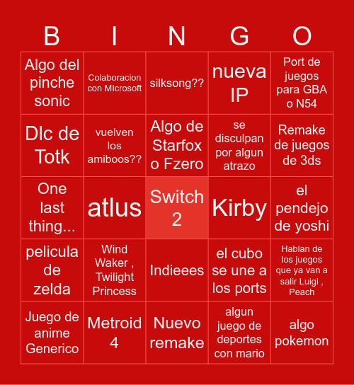 Nintendo Direct 2024 Bingo Card