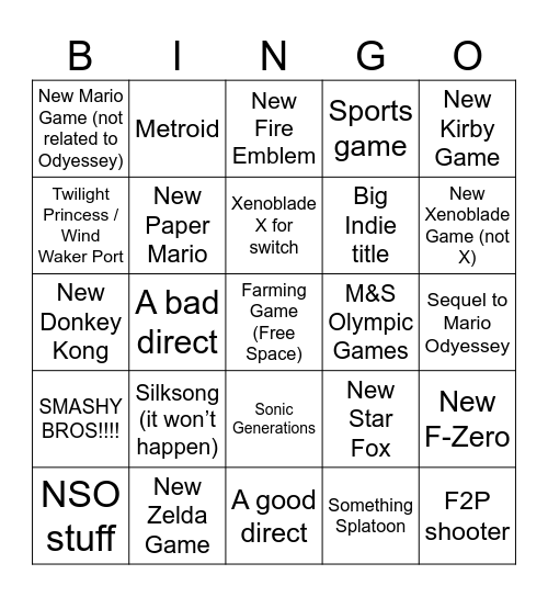 6/18 Direct Bingo Card