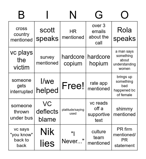 comp call bingo Card