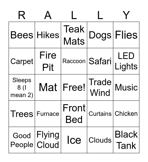 Camping Bingo Card