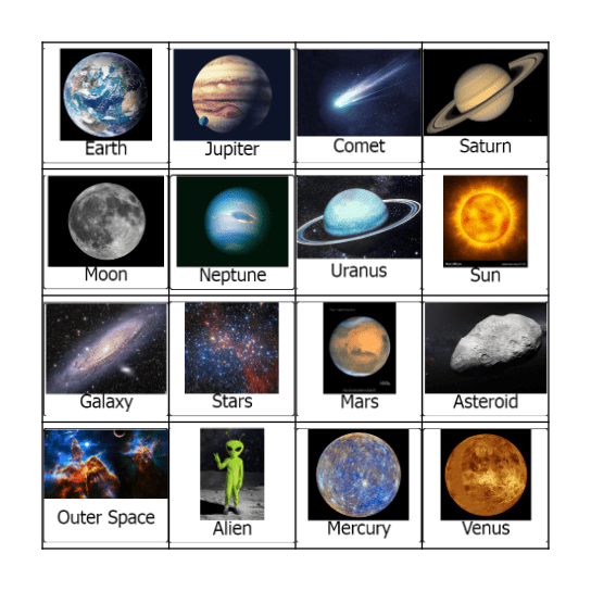 Space Bingo Card