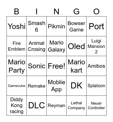 Nintendo Bingo card Bingo Card