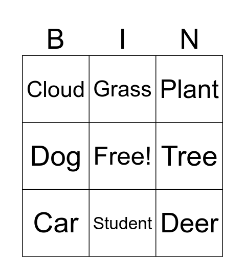 Test Bingo Card