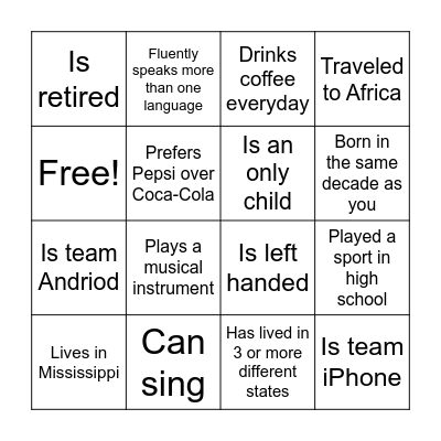Britton Family Reunion 2024 Bingo Card