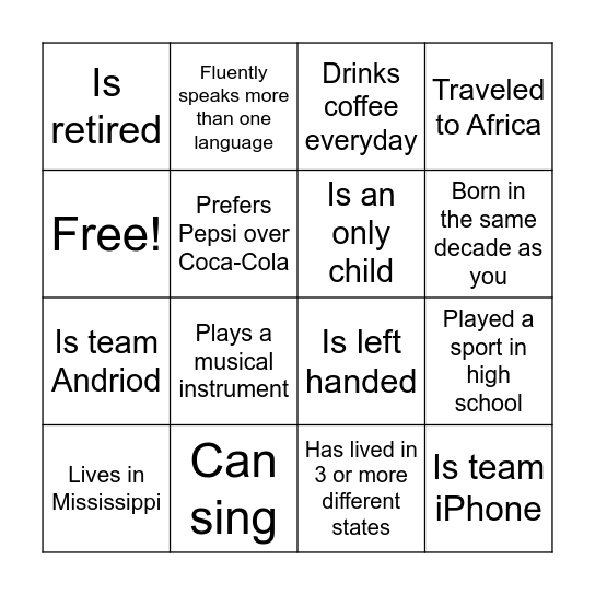 Britton Family Reunion 2024 Bingo Card