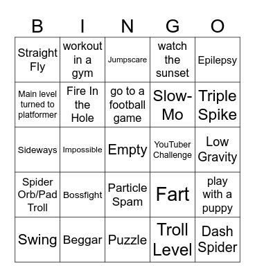 Geometry DASH Bingo Card