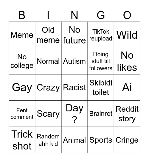 IG REELS Bingo Card