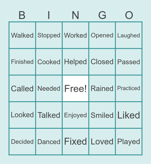 PAST SIMPLE Bingo Card