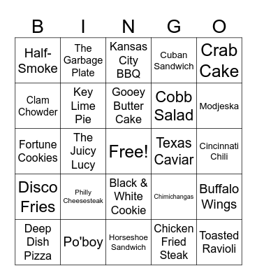 City Signature Foods Bingo Card