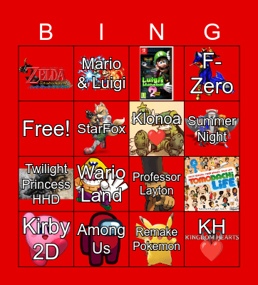 Nintendo Direct 18/06/24 Bingo Card