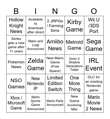 Direct Bingo Card