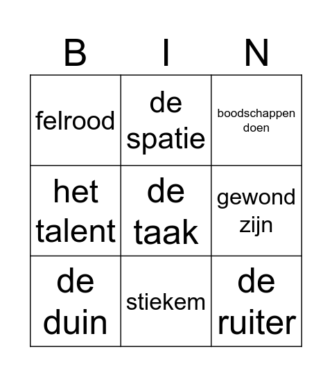 Thema 9: samen in zee Bingo Card